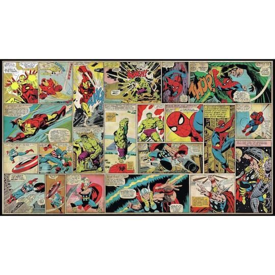 JL1398M Marvel Comic Panel X - Large Chair Rail Prepasted Mural & Ultra Strippable- 6 x 10.5 ft.